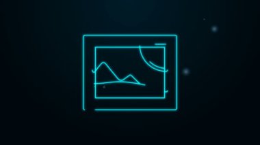 Parlayan neon çizgisi görüntü simgesi siyah arkaplanda izole edildi. 4K Video hareketli grafik canlandırması