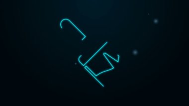 Parlayan neon çizgisi fırça simgesi siyah arkaplanda izole edildi. 4K Video hareketli grafik canlandırması