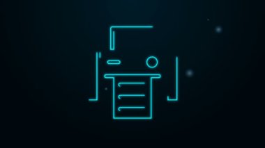 Parlayan neon hattı yazıcı simgesi siyah arkaplanda izole edildi. 4K Video hareketli grafik canlandırması