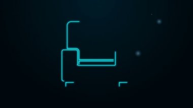 Parlayan neon hattı Armchair simgesi siyah arkaplanda izole edildi. 4K Video hareketli grafik canlandırması