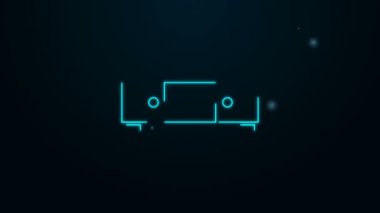 Parlayan neon çizgisi Çekmece Sandığı simgesi siyah arkaplanda izole edildi. 4K Video hareketli grafik canlandırması