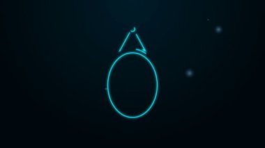Parlayan neon çizgisi ayna simgesi siyah arkaplanda izole edildi. 4K Video hareketli grafik canlandırması