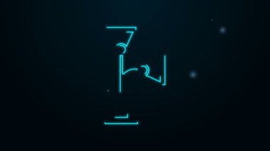 Parlayan neon hattı yer lambası simgesi siyah arkaplanda izole edildi. 4K Video hareketli grafik canlandırması