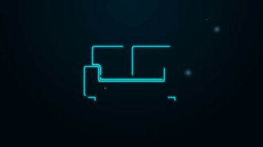 Parlayan neon hattı kanepe simgesi siyah arkaplanda izole edildi. 4K Video hareketli grafik canlandırması