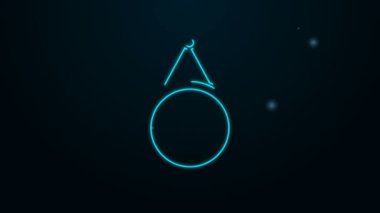 Parlayan neon çizgisi ayna simgesi siyah arkaplanda izole edildi. 4K Video hareketli grafik canlandırması