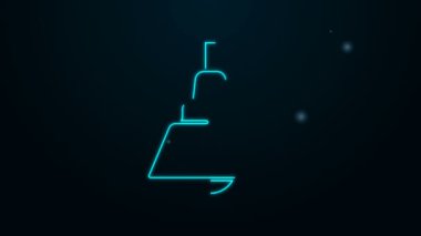 Parlayan neon hattı Chandelier simgesi siyah arkaplanda izole edildi. 4K Video hareketli grafik canlandırması
