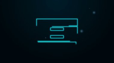 Parlayan neon çizgisi Çekmece Sandığı simgesi siyah arkaplanda izole edildi. 4K Video hareketli grafik canlandırması