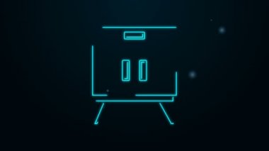 Parlayan neon çizgisi Çekmece Sandığı simgesi siyah arkaplanda izole edildi. 4K Video hareketli grafik canlandırması