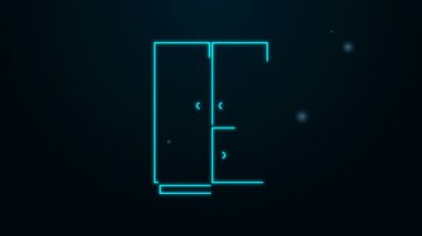 Parlayan neon çizgisi Gardırop simgesi siyah arkaplanda izole edildi. 4K Video hareketli grafik canlandırması