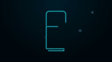 Parlayan neon hattı buzdolabı simgesi siyah arkaplanda izole edildi. Buzdolabı buzdolabı. Ev aletleri ve aletler. 4K Video hareketli grafik canlandırması