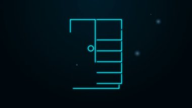 Parlayan neon çizgisi Gardırop simgesi siyah arkaplanda izole edildi. 4K Video hareketli grafik canlandırması