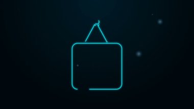 Parlayan neon çizgisi ayna simgesi siyah arkaplanda izole edildi. 4K Video hareketli grafik canlandırması