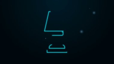 Parlayan neon çizgisi masa lambası simgesi siyah arkaplanda izole edildi. 4K Video hareketli grafik canlandırması