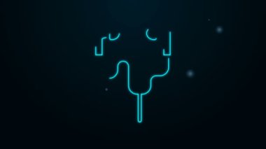 Parlayan neon hattı hava kulaklığı simgesi siyah arkaplanda izole edildi. Kulaklıklar için kablosuz cihaz. Elektronik cihazlar. 4K Video hareketli grafik canlandırması