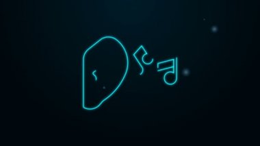 Parlayan neon hattı Kulak dinle ses sinyali simgesi siyah arkaplanda izole edildi. Kulak misafiri. 4K Video hareketli grafik canlandırması