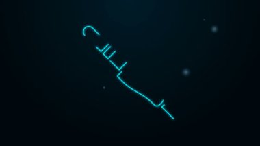 Parlayan neon hattı ses kriko simgesi siyah arkaplanda izole edildi. Bağlantı ses ekipmanları için ses kablosu. Fiş kablosu. Müzik aleti. 4K Video hareketli grafik canlandırması