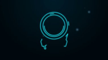 Parlayan neon hattı ses kriko simgesi siyah arkaplanda izole edildi. Bağlantı ses ekipmanları için ses kablosu. Fiş kablosu. Müzik aleti. 4K Video hareketli grafik canlandırması
