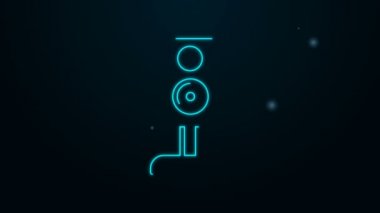 Parlayan neon hattı Stereo hoparlör simgesi siyah arkaplanda izole edildi. Ses sistemi hoparlörleri. Müzik ikonu. Müzikal sütun hoparlörü. 4K Video hareketli grafik canlandırması