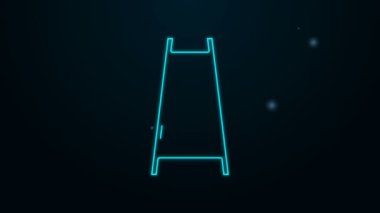 Bitiş bayrağı simgesi siyah arkaplanda izole edilmiş parlak neon hattı merdiven. Kariyer gelişimi konsepti. İş geliştirme kavramı. 4K Video hareketli grafik canlandırması