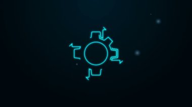 Parlayan neon hattı Proje taban simgesi siyah arkaplanda izole edildi. İş analizi ve planlama, danışmanlık, takım çalışması, proje yönetimi. 4K Video hareketli grafik canlandırması