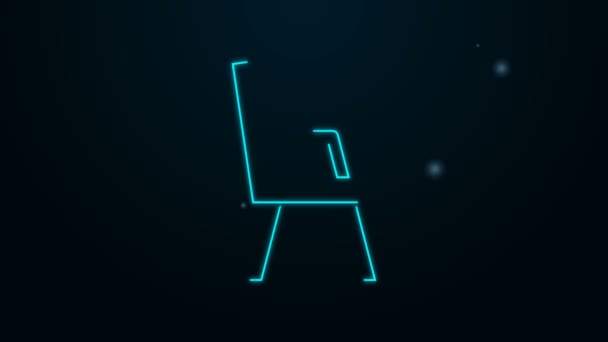 Parlayan neon hattı Armchair simgesi siyah arkaplanda izole edildi. 4K Video hareketli grafik canlandırması — Stok video