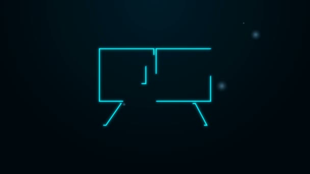 Linha de néon brilhante Cômoda ícone isolado no fundo preto. Animação gráfica em movimento de vídeo 4K — Vídeo de Stock