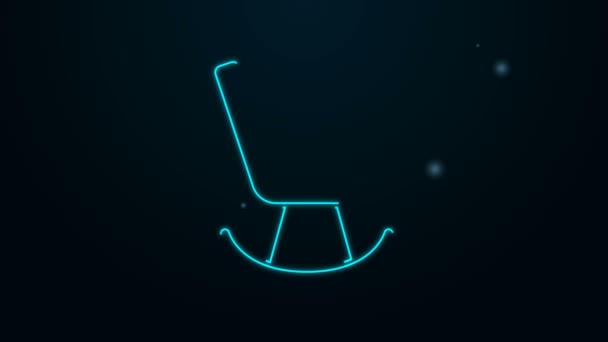 发光的霓虹灯线扶手椅图标孤立在黑色背景.4K视频运动图形动画 — 图库视频影像