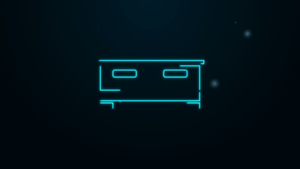 Glowing neon line Chest of drawers icon isolated on black background. 4K Video motion graphic animation — Stock Video