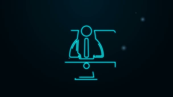 Glow neon line Icône de concept de projet de démarrage d'entreprise isolée sur fond noir. Symbole de nouvelles entreprises, d'entrepreneuriat, d'innovation et de technologie. Animation graphique de mouvement vidéo 4K — Video