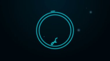 Parlayan neon çizgisi bisiklet tekeri simgesi siyah arkaplanda izole edildi. Bisiklet yarışı. Tekerlek havası. Spor malzemeleri. 4K Video hareketli grafik canlandırması