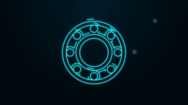 Parlayan neon hat bisiklet topu taşıyıcı simgesi siyah arkaplanda izole edildi. 4K Video hareketli grafik canlandırması