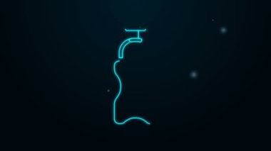 Siyah zemin üzerinde su ikonu olan parlak neon hattı spor şişesi. 4K Video hareketli grafik canlandırması