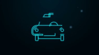 Parlayan neon hattı Polis arabası ve polis teşhircisi simgesi siyah arka planda izole edildi. Acil durum sireni. 4K Video hareketli grafik canlandırması