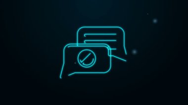 Parlayan neon hattı konuşma balonu sohbet simgesi siyah arkaplanda izole edildi. İleti simgesi. İletişim ya da yorum sohbet sembolü. 4K Video hareketli grafik canlandırması