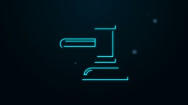 Parlayan neon hattı Yargıç Gavin ikonu siyah arka planda izole edildi. Gavel cezaların, faturaların, mahkemenin, adaletin hükmünü verecek. Açık arttırma çekici. 4K Video hareketli grafik canlandırması