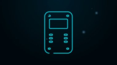 Parlayan neon hattı Polis saldırı kalkanı ikonu siyah arka planda izole edildi. 4K Video hareketli grafik canlandırması