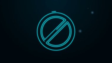 Parlayan neon çizgisi Yasak simgesi siyah arkaplanda izole edildi. Sembolü durdur 4K Video hareketli grafik canlandırması