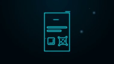 Parlayan neon hattı anket belgesi simgesi siyah arkaplanda izole edildi. 4K Video hareketli grafik canlandırması