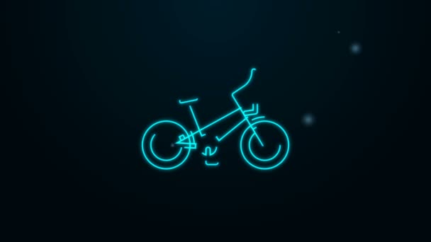 Glowing neon line Bicycle icon isolated on black Bike