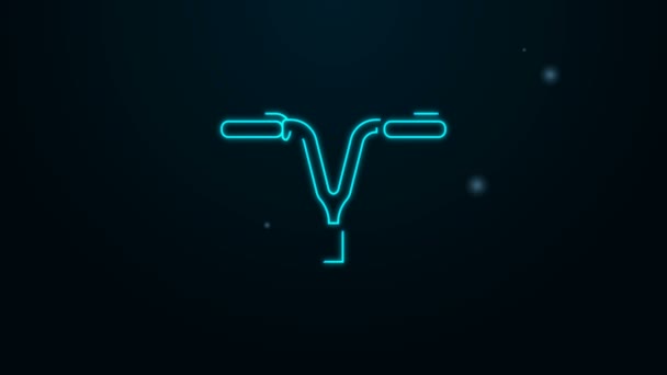 Glowing neon line Bicycle handlebar icon isolated on black background. 4K Video motion graphic animation — Stock Video