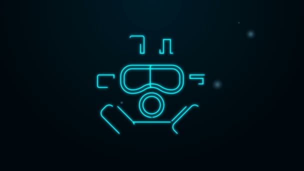 Glowing neon line Gas mask icon isolated on black background. Respirator sign. 4K Video motion graphic animation — Stock Video