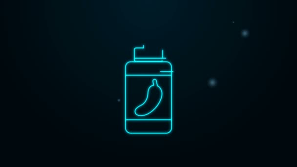 Glödande neon linje Pepper spray ikon isolerad på svart bakgrund. OC-gas. Capsicum självförsvar aerosol. 4K Video motion grafisk animation — Stockvideo