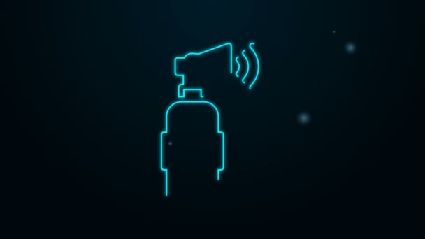 Glödande neon line Air horn ikon isolerad på svart bakgrund. Idrottsfans eller medborgare mot regering och korruption. 4K Video motion grafisk animation — Stockvideo
