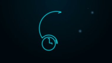 Parlayan neon hattı Uyuyan Ay simgesi siyah arka planda izole edildi. 4K Video hareketli grafik canlandırması