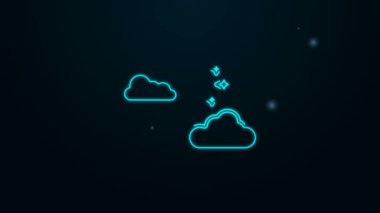 Parlayan neon çizgisi Bulut ve kara arka planda izole edilmiş ay ve yıldız ikonu. Bulutlu gece işareti. Uyku rüyalarının sembolü. Gece ya da yatak zamanı tabelası. 4K Video hareketli grafik canlandırması