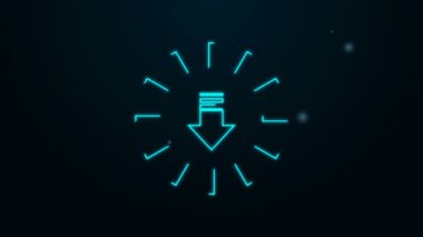Parlayan neon hattı Sunset simgesi siyah arkaplanda izole edildi. 4K Video hareketli grafik canlandırması