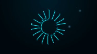 Parlayan neon çizgi simgesi siyah arkaplanda izole edildi. 4K Video hareketli grafik canlandırması