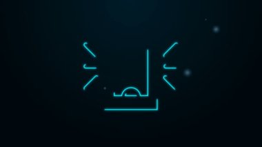 Parlayan neon hattı, siyah arkaplanda izole edilmiş bir siren ikonu. Acil durum sireni. 4K Video hareketli grafik canlandırması