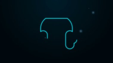 Parlayan neon hattı kulaklık simgesi siyah arkaplanda izole edildi. Kulaklıklar. Müzik, hizmet, iletişim ve operatör konsepti. 4K Video hareketli grafik canlandırması