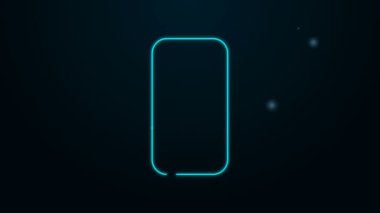 Parlayan neon hattı Smartphone, siyah arkaplanda izole edilmiş cep telefonu simgesi. 4K Video hareketli grafik canlandırması